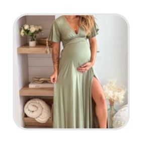 Saved by the dress vneck, floor length maternity dress